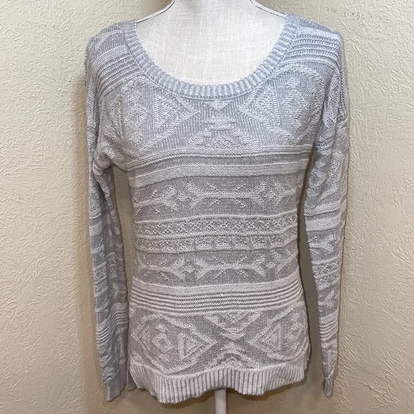 Pink Rose Grey Knit Sweater - Picture 3 of 10